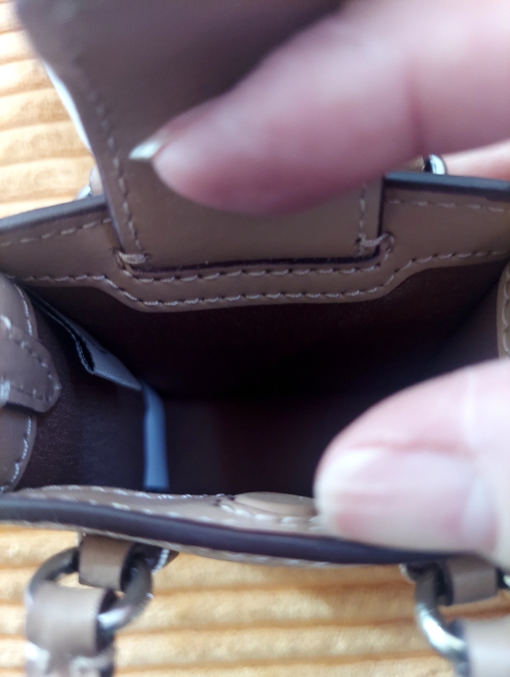 Coach Mini Purse Bag CharmKeychain Sand Taupe NWTLeather CX069 - Picture 4 of 4